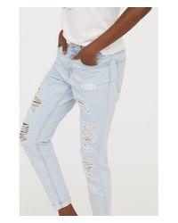 H&M Denim Boyfriend Low Ripped Jeans in Blue - Lyst