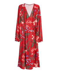 H\u0026M Synthetic Wrap Dress in Red/Floral (Red) | Lyst Canada