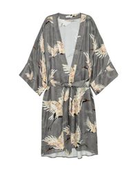 H&M Satin Patterned Kimono in Gray - Lyst