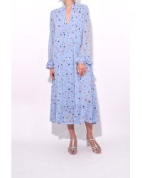 ganni dainty georgette dress blue