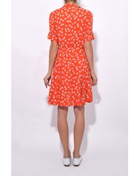 ganni silvery crepe wrap dress big apple red