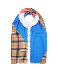 vintage check colour block wool cashmere scarf