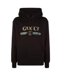 Gucci Cotton Wolf Logo Hoodie in Black for Men | Lyst