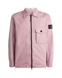 Stone Island Denim Zip-through Chest Pocket Jacket in Pink for Men - Lyst