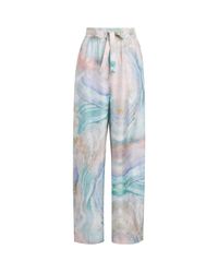 Zimmermann Blue Silk Pants With A Loose Fit