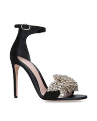 Alexander McQueen Suede Rose-embellished Sandals 105 in Black - Lyst
