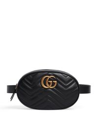 Gucci Leather Marmont Matelassé Belt Bag in Black | Lyst