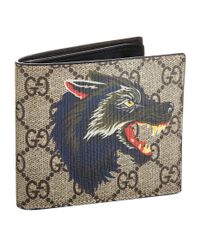 Lyst - Gucci Wolf Bifold Wallet in Natural for Men