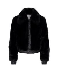 black fluffy bomber jacket