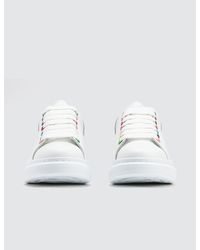 Alexander McQueen Oversized White Leather Rainbow Lace Trainers - Lyst