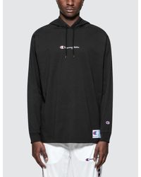 champion black hoodie small logo