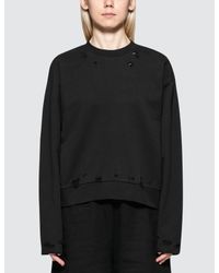 Alexander Wang Black Dry French Terry Distressed Sweatshirt
