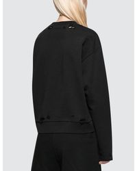 Alexander Wang Black Dry French Terry Distressed Sweatshirt