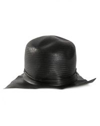 Ilariusss Black Geometric Brim Raffia Hat