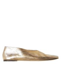 Marsèll Metallic Gold Leather Ballerina Flats