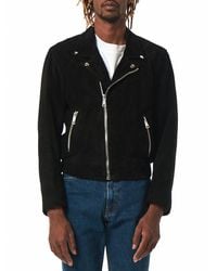 Second/Layer Black Leather Biker Jacket for men