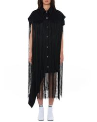 MM6 by Maison Martin Margiela Black Long Fringed Vest