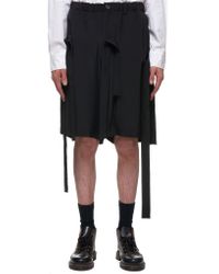 Yohji Yamamoto Black Elongated Placket Shorts for men