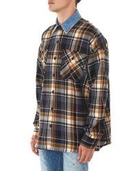 Denim Collar Flannel Shirt for Men 