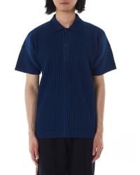 Homme Plissé Issey Miyake Blue Plissé Polo for men