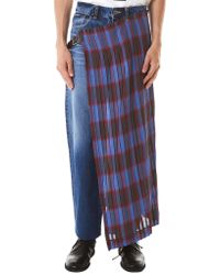 Facetasm Blue Skirt-layered Denim Jeans for men