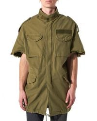 R13 - Green Raw Edge Military Coat - Lyst