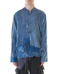 Greg Lauren Blue Bleached Button-down Shirt for men