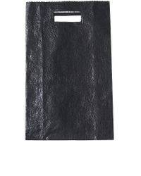 Zilla Black Ridged Handle Tote Bag