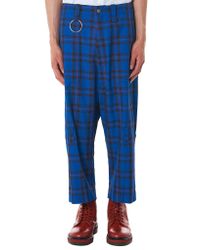 Kidill - Blue Cropped Check Trouser for Men - Lyst