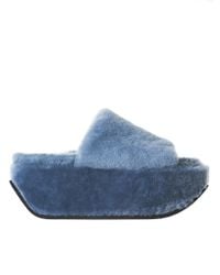 Peter Non - Blue Platform Wedge Slides - Lyst