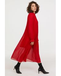 h&m pleated chiffon dress