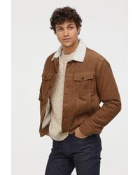 H&M Pile-lined Corduroy Jacket in Light Brown (Brown) for Men - Lyst