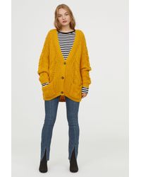 H&M Synthetic Cable-knit Cardigan in Mustard Yellow (Yellow) - Lyst
