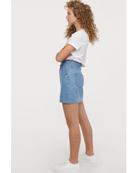 H&M Denim Skirt With A Belt in Light Denim Blue (Blue) - Lyst