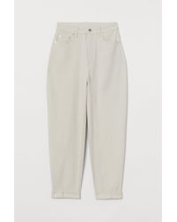 H&M Mom Loose-fit Twill Pants in Beige (Natural) - Lyst