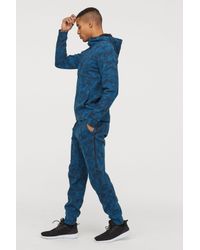 H M Sports Joggers In Blue Patterned Blue For Men Lyst