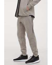 H M Synthetic Sports Joggers In Beige Melange Gray For Men Lyst