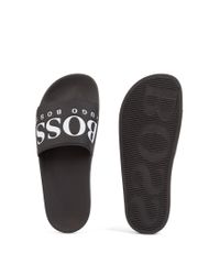 BOSS by Hugo Boss Rubber Solar Slide Logo Sliders Black for Men - Lyst