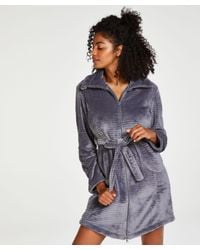 Peignoir En Molleton Avec Fermeture Eclair Polaire Hunkemoller En Coloris Gris Lyst
