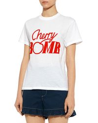 Ganni Cotton Harvard 'cherry Bomb' T-shirt in White - Lyst
