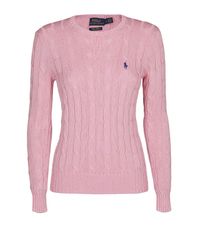 Polo Ralph Lauren Pink Twist Knit Cotton Sweater - Lyst