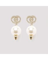 interlocking g earrings with pearl