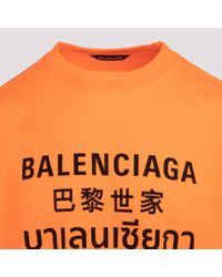 Balenciaga Multi Language Logo Oversized T-shirt M in Orange for 