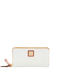 Dooney & Bourke White Pebble Grain Large Zip Around Wristlet