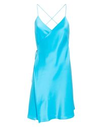 Michelle Mason Strappy Silk Wrap Dress in Turquoise (Blue) - Lyst