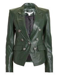 veronica beard green leather jacket