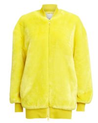 Tibi Yellow Luxe Faux Fur Track Jacket