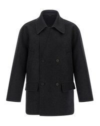 Fendi Blue Wool Felt Coat