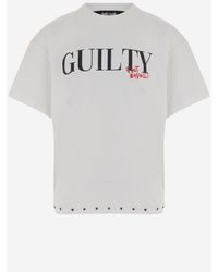 Just Cavalli Gray Cotton T-Shirt With Bold Logo Print And Studded Hem for men