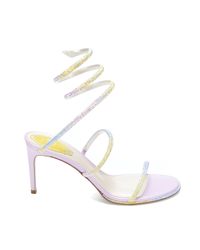 Rene Caovilla Cleo Crystal-embellished Satin And Leather Sandals - White | Leather sandals, Rene 